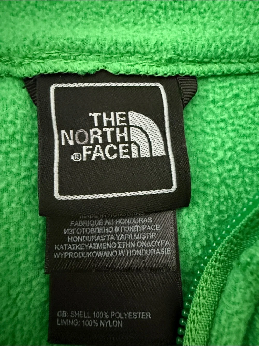 The North Face Bright Green Lightweight Fleece Pullover with Gray Chest Pocket